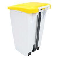 Poubelle mobile à pédale 60 L blanc couvercle jaune - Image 2