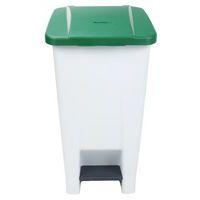Poubelle mobile à pédale 60 L blanc couvercle vert - Image 3