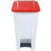 Poubelle mobile à pédale 60 L blanc couvercle rouge - Image 3