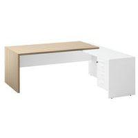 Bureau droit Allegra + retour sur caisson 3 tiroirs + tirette plumier - Image 2