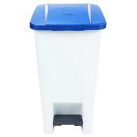 Poubelle mobile à pédale 60 L blanc couvercle bleu - Image 4