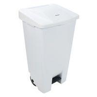 Poubelle mobile à pédale 120 L Blanc - Manutan - Image principale