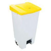 Poubelle mobile à pédale 120 L Blanc / Jaune - Manutan - Image principale