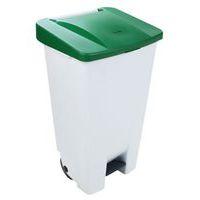 Poubelle mobile à pédale 120 L Blanc / Vert - Manutan - Image principale