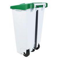 Poubelle mobile à pédale 120 L Blanc / Vert - Manutan - Image 2
