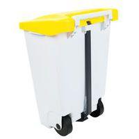 Poubelle mobile à pédale 80 L Blanc / Jaune  -  Manutan - Image 3
