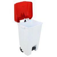 Poubelle mobile à pédale 80 L Blanc / Rouge -  Manutan - Image 3