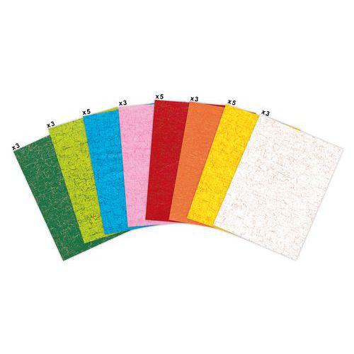 Illustration de : Pochette 30 feuilles 30x40 cm 10 motifs craquelé mosaïque - Decopatch