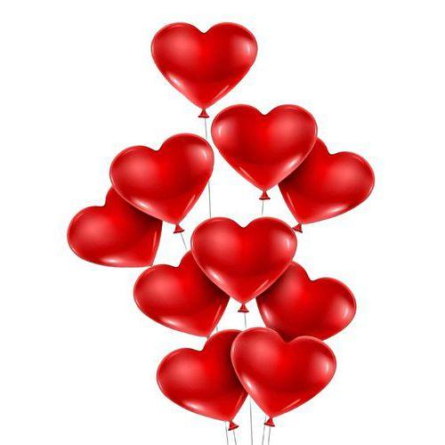 Illustration de : Lot de 10 ballons de baudruche forme cœur rouge diamètre 29 cm