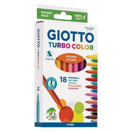 Illustration de : Etui 18 feutres turbo color 18 couleurs différentes - Giotto