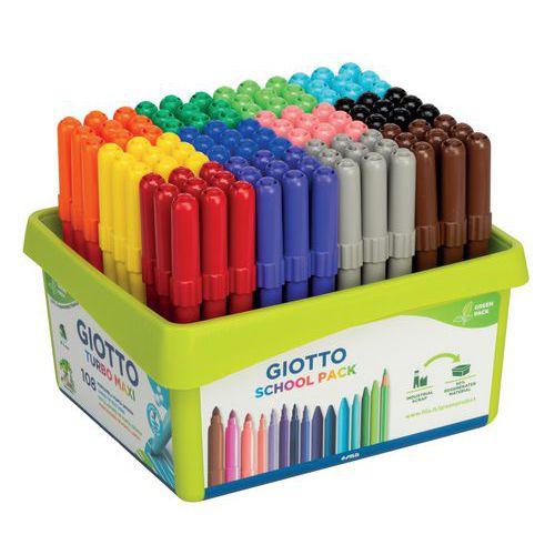 Illustration de : Schoolpack 108 feutres omyacolor pointe extra large - Giotto