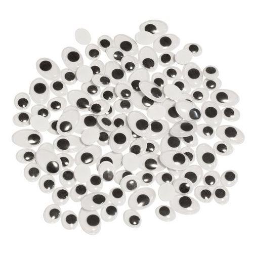 Illustration de : 150 yeux mobiles adhésifs ovales - 8 x 10 mm + 10 x 15 mm - O'color