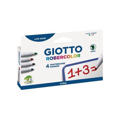 Illustration de : Pochette 4 marqueurs effaçables à sec robercolor pointe ogive - Giotto