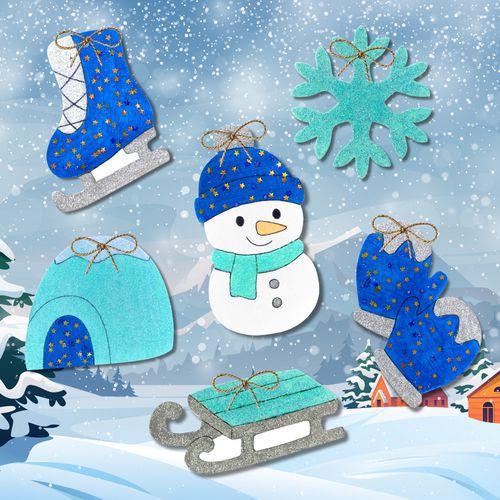 Illustration de : Lot de 36 suspensions Hiver à décorer - Cléopâtre