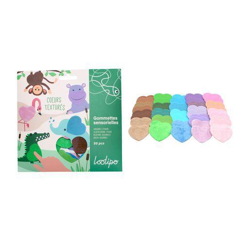 Illustration de : Set de 50 cœurs adhésifs sensoriels, 5 coloris