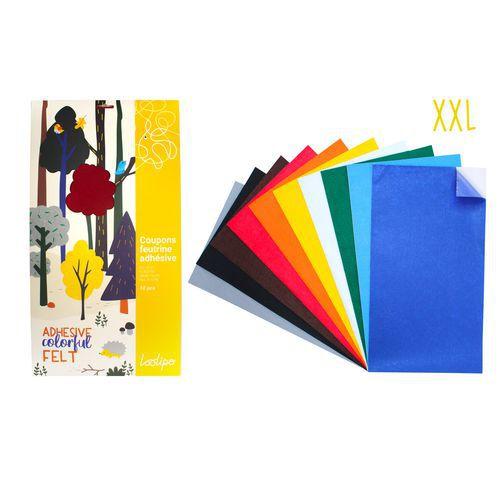 Illustration de : Pochette de 10 coupes feutrine adhésive 45 x 25 cm