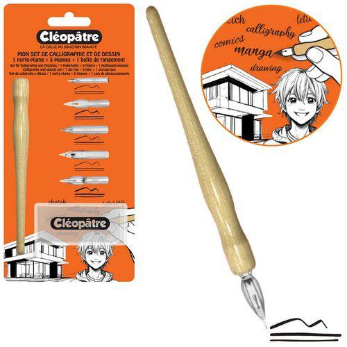 Illustration de : Set porte plume + 5 plumes - Cléopâtre