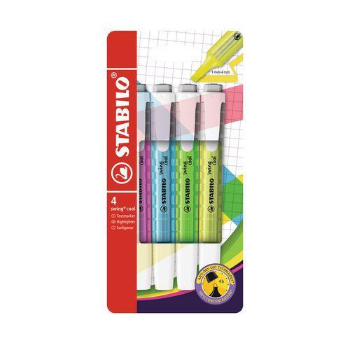 Illustration de : Pochette 4 surligneurs swing cool - Stabilo