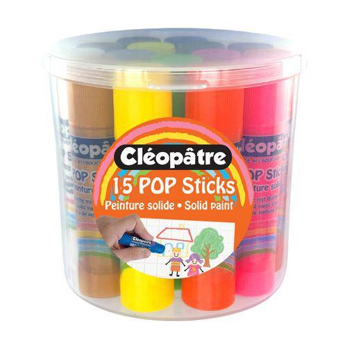 Illustration de : Lot 15 bâtons gouache solide 5 g couleurs assorties - Cléopâtre