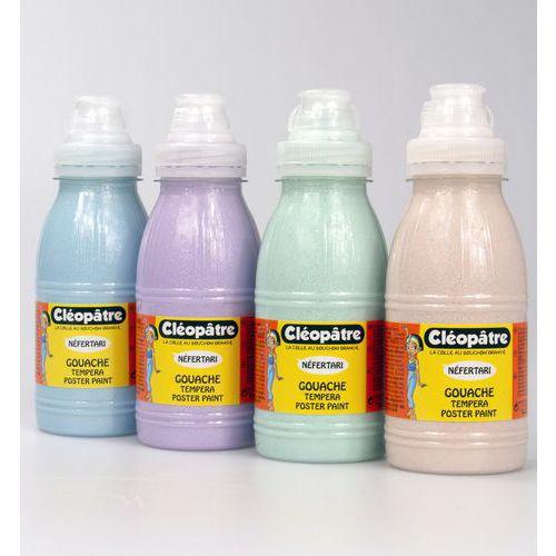 Illustration de : Lot de 4 flacons 250 ml peinture à l'eau pailletée pastel - Cléopâtre