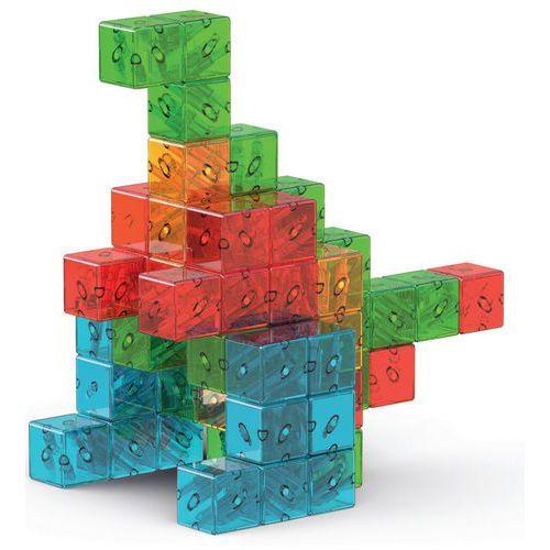 Illustration de : Magicube translucide 64 pièces magnétiques - Geomag