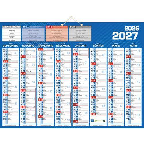 Illustration de : Calendrier 55 x 40,5 cm de septembre 2026 à décembre 2027 - Bouchut