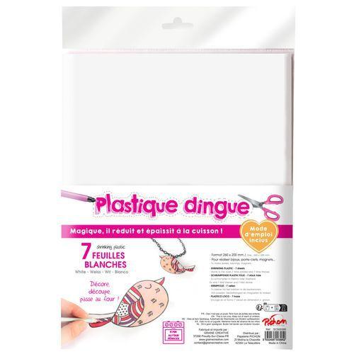 Illustration de : Feuille 20 x 26 cm plastique dingue blanc (opaque) - Graine créative