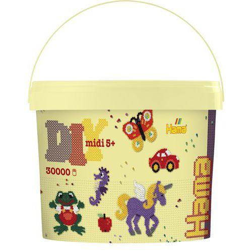 Illustration de : Baril de 30 000 perles couleurs assorties - Hama midi