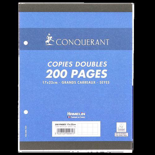 Illustration de : Etui de 50 copies doubles 70g 17x22 cm perforées seyes - Conquerant