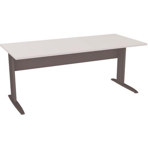 Illustration de : Table en pied L avec carter L180 cm - Idol - Eol