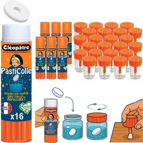 Illustration de : Schoolpack Pasticolle 6 x16 recharges + 24 pots vides - Cléopâtre