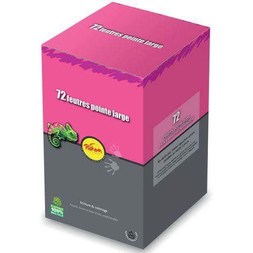 Illustration de : Pot 72 feutres dessin pointe large - Pichon