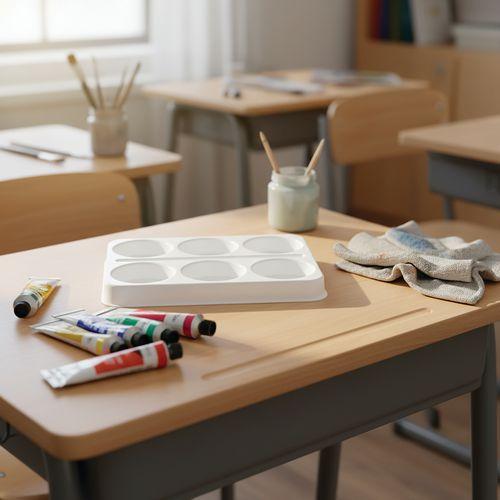Illustration de : Palettes de peinture à 6 compartiments - Classmates