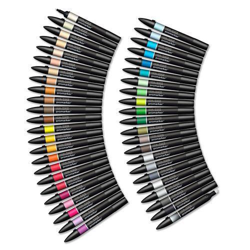 Illustration de : Coffret 48 promarkers assortis double pointe