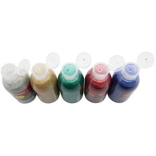 Illustration de : Assortiment 5 flacons 250ml gel pailleté - Pichon