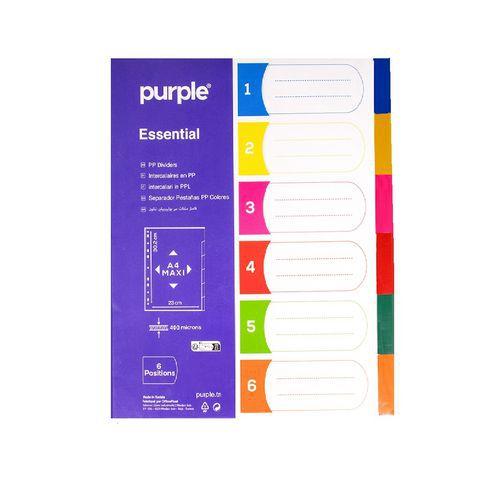 Illustration de : Jeu 6 maxi intercalaires polypropylène 40/100ème A4+ - Purple