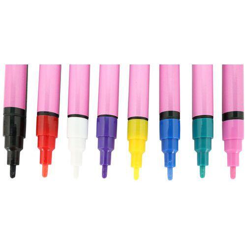 Illustration de : Pochette de 8 feutres pointe fine - Pichon