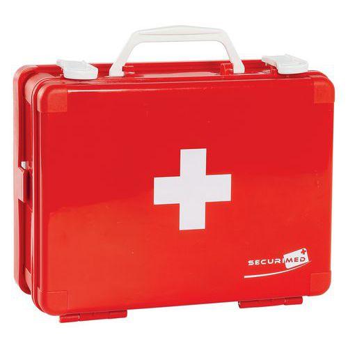 Illustration de : Trousse de secours URGENCE, valise avec poignée soin pour 10 personnes