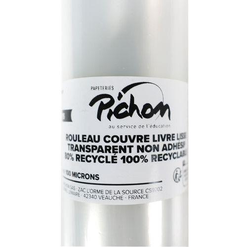 Illustration de : Rouleau couvre livre transparent non adhésif 10X0,70m 100 µ - Pichon