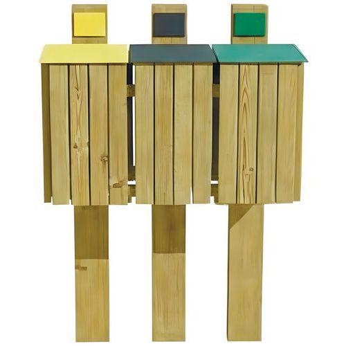 Illustration de : Ensemble 3 poubelles tri sélectif Fréhel 120L pin traité - Mobextan