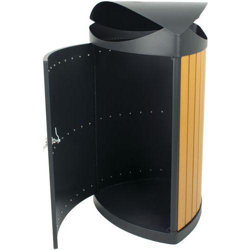Illustration de : Poubelle extérieur triangle au finition 'wood look' 60L - Vepabins