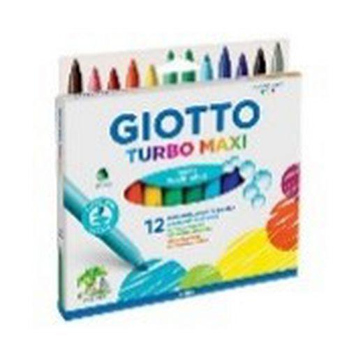 Illustration de : Etui carton 12 feutres pointe extra large - Giotto