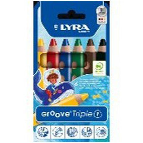 Illustration de : Etui de 6 crayons de couleur groove triple one - Lyra