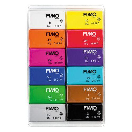Illustration de : Lot de 12 blocs FIMO 25 g couleurs basiques assorties