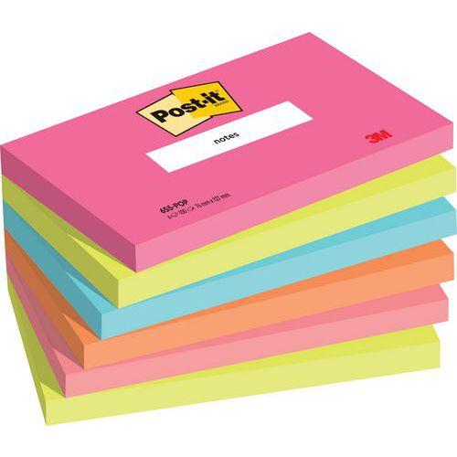 Illustration de : Lot 6 blocs de 100 feuilles 76 x 127 mm couleurs assorties - Post-it
