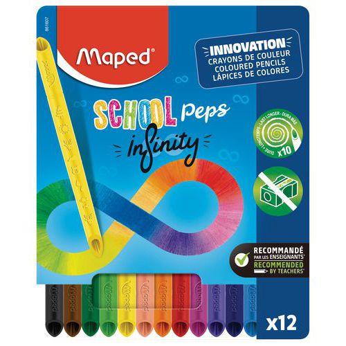 Illustration de : Etui 12 crayons de couleurs school'peps infinity sans déchet - Maped
