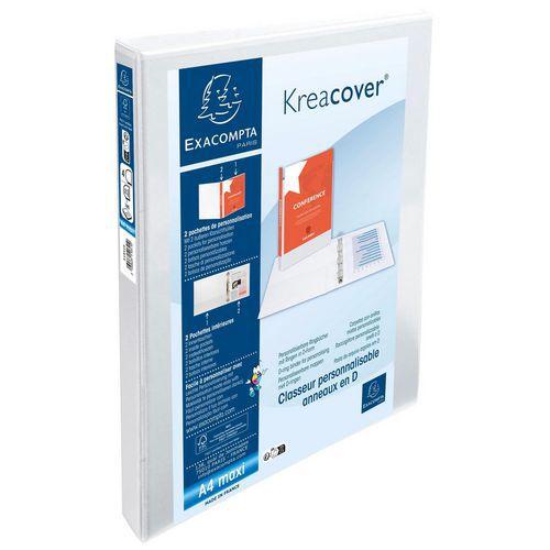 Illustration de : Classeur polypro personnalisable blanc A4 maxi dos 3,8 cm - Exacompta