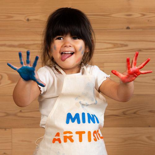 Illustration de : Tablier enfant 100% coton écru 43 x 55 cm - Loolipo