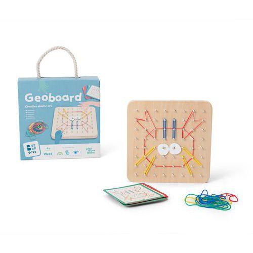 Illustration de : Géoboard - Plaque à picots en bois avec cartes et élastiques - BS Toys