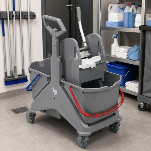 Illustration de : Chariot de lavage Nickita 2x25L et cassette de rangement - TTS